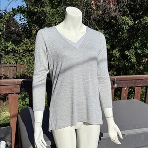HALSTON Grey V-Neck V back Women's Top NWT